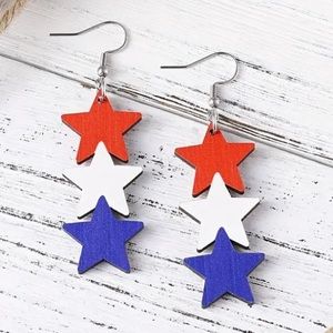 Red White & Blue Star Dangle Earrings